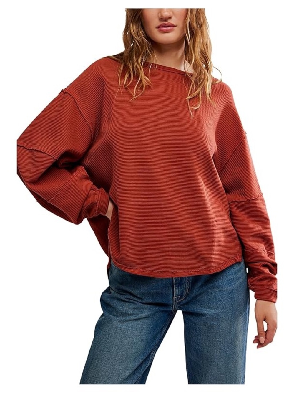 Free People We The Free Total Eclipse Tee Pullover in Spiced Rum Size XS
